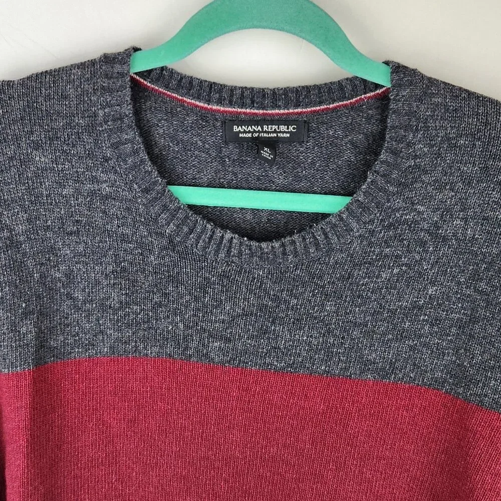 Banana Republic Italian Merino Wool Blend Colorblock Crewneck Sweater sz XL